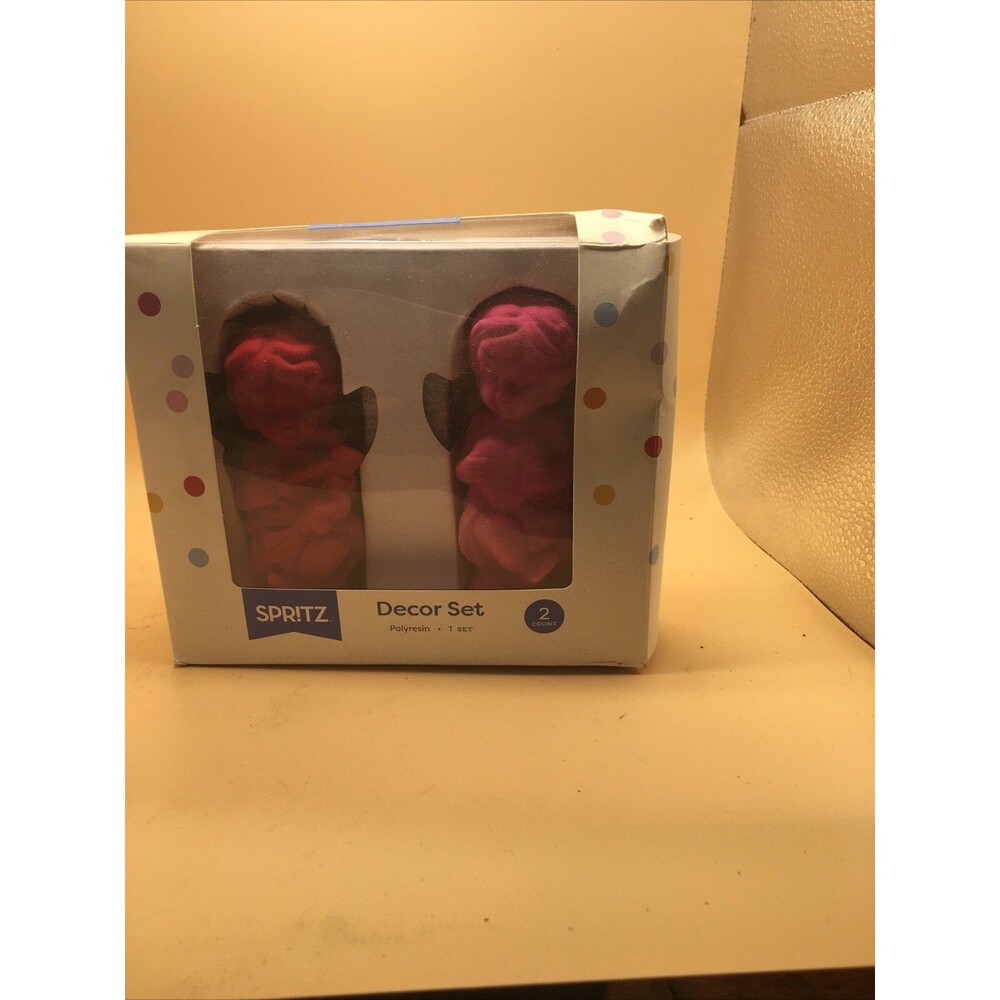 Red & Pink Flocked Cupid Cherub Figurines 2026 Target Spritz 2pk - NEW